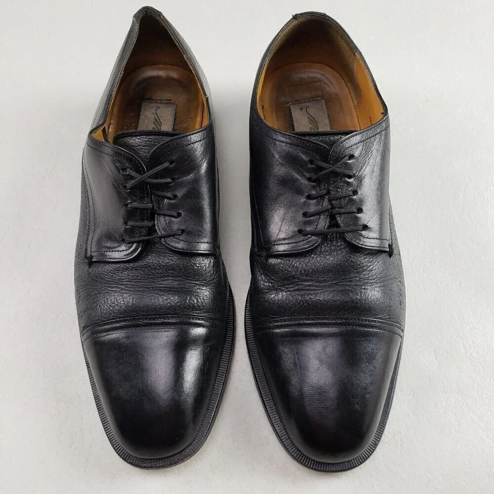 Mezlan Cap Toe Oxford Shoe Mens 8.5 Black Leather Lace Up Dress Made in Spain